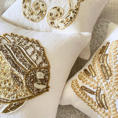 Glamour Fish - Ivory Linen Throw Cushion Cover