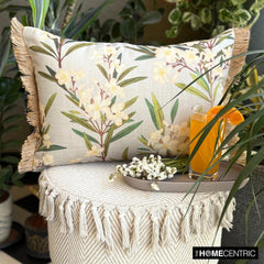 Daisy Drift - Gray Cotton  Lumbar Cushion Cover