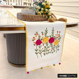 Poppy Parade - White Cotton Decorative Table Runner