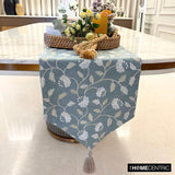 Floral Breeze - Gray Cotton Decorative Table Runner