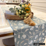 Floral Breeze - Gray Cotton Decorative Table Runner