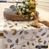 Blossom Flow - White Cotton Decorative Table Runner