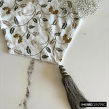 Blossom Flow - White Cotton Decorative Table Runner