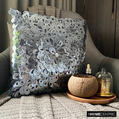 Metallic Floral - Silver Art Silk Decorative Euro Sham