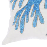 Coral Treasure - Aqua Blue Cotton Linen Throw Cushion Cover