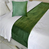 Green Velvet Plush - Velvet Green Decorative Bed Runner and Cushion Cover