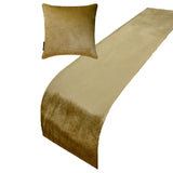 Gold Velvet Plush Decorative Bed Runner and Cushion Cover