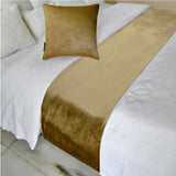 Gold Velvet Plush - Velvet Gold Decorative Bed Runner and Cushion Cover