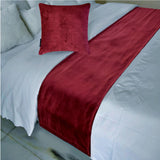 Burgundy Velvet Plush - Velvet Burgundy Decorative Bed Runner and Cushion Cover
