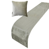 Silver Velvet Plush Decorative Bed Runner and Cushion Cover
