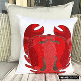 Red Crab Craze - Red Cotton Linen Throw Cushion Cover