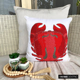 Red Crab Craze - Red Cotton Linen Throw Cushion Cover