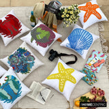 Oyster Bay - Blue Cotton Linen Throw Cushion Cover