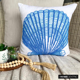 Oyster Bay - Blue Cotton Linen Throw Cushion Cover