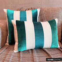 Velvet Band Teal - Teal Blue Velvet Throw Cushion Cover