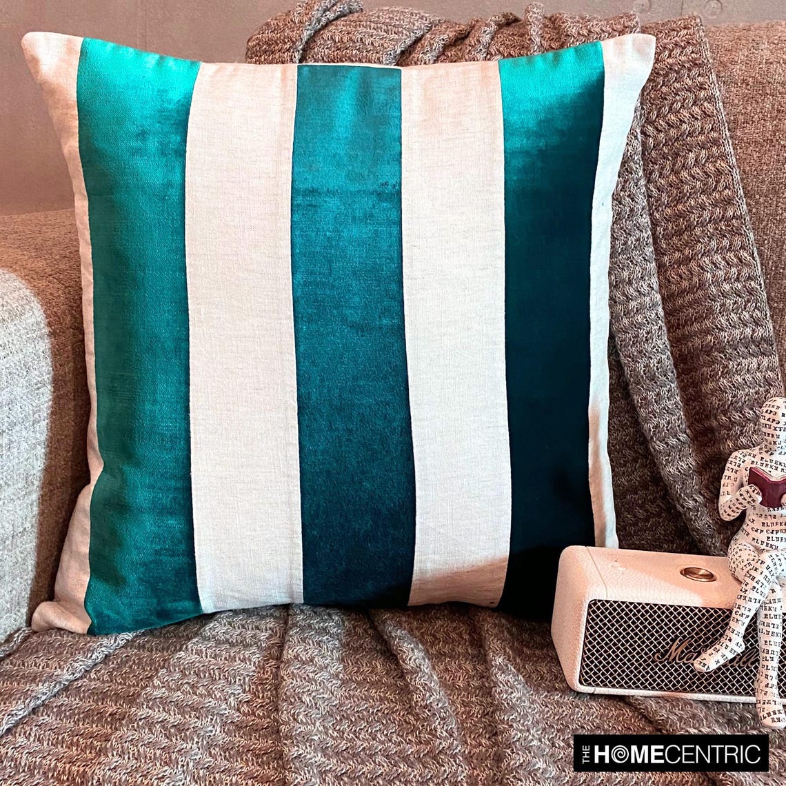 Velvet Band Teal Decorative Euro Sham
