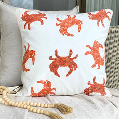 Crab Claw - Coral Cotton Throw Cushion Cover