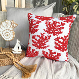 Red Corals - Red Cotton Linen Throw Cushion Cover