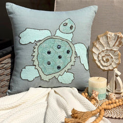 Turtle Dove - Dull Blue Linen Throw Pillow Cover