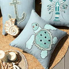 Turtle Dove - Dull Blue Linen Decorative Euro Sham