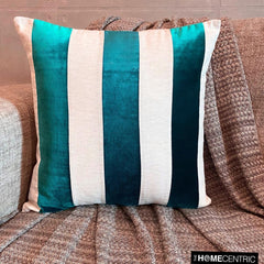 Velvet Band Teal Throw Cushion Cover