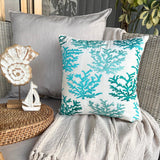Caribbean Coast - Blue Cotton Linen Throw Cushion Cover