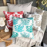 Red Corals - Red Cotton Linen Throw Cushion Cover