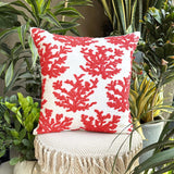 Red Corals - Red Cotton Linen Throw Cushion Cover