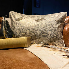 Animal Bling - Gold Faux Leather Lumbar Cushion Cover