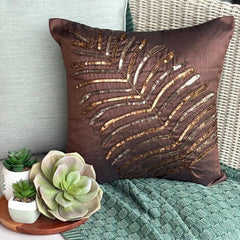 Brown Leaf Silk Decorative Euro Sham