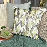 Going Tropical - Green Linen Throw Pillow Cover