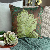 Rain Forest - Brown Art Silk Throw Pillow Cover