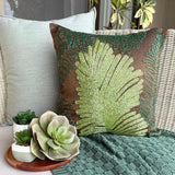 Rain Forest - Brown Art Silk Throw Pillow Cover