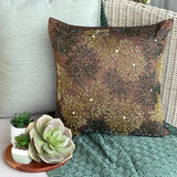 Floral Spark - Brown Art Silk Decorative Euro Sham