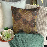 Floral Spark - Brown Art Silk Decorative Euro Sham
