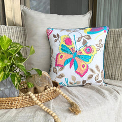 Butterfly Flutter - Pink Cotton Throw Cushion Cover