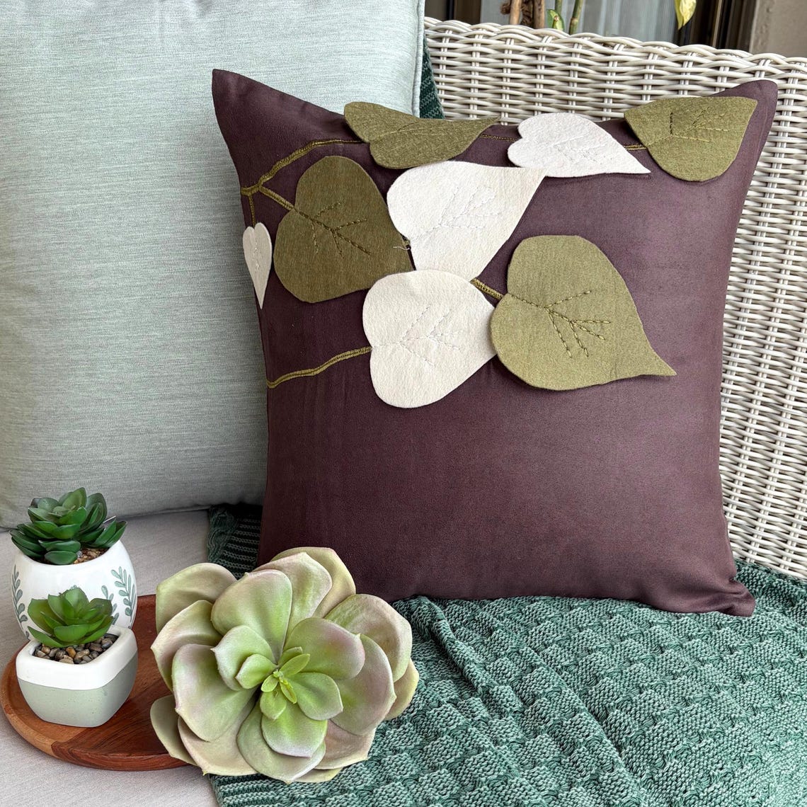 Oliveleafyday - Brown Faux Suede Decorative Euro Sham