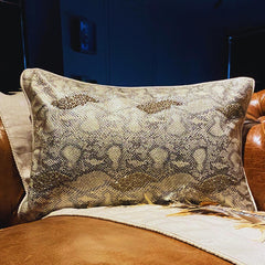 Animal Bling - Gold Faux Leather Lumbar Cushion Cover