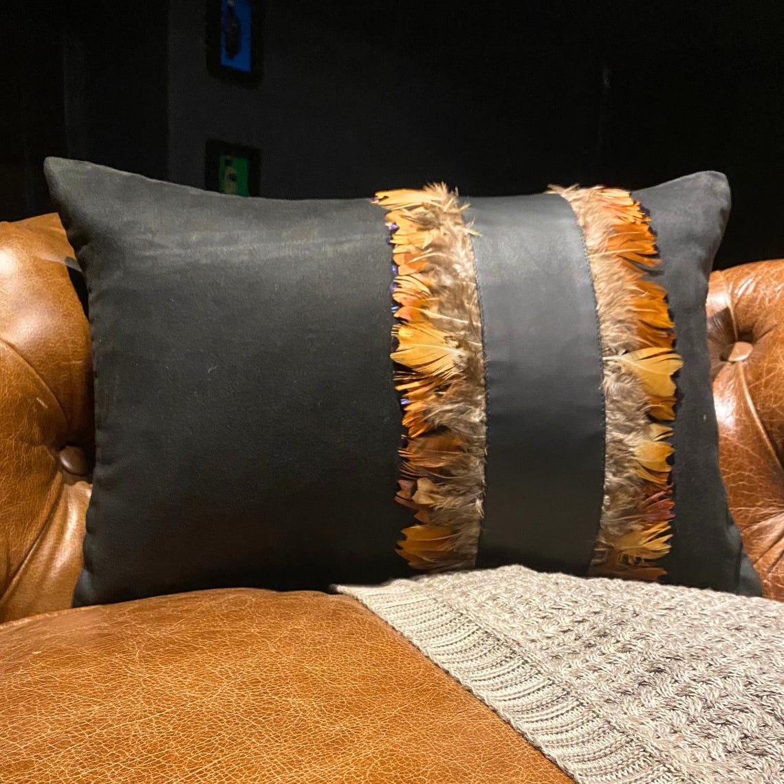 Feather Apart - Brown Suede Decorative Lumbar  Cushion Cover