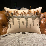 Feather Beads - Beige Linen Lumbar Cushion Cover