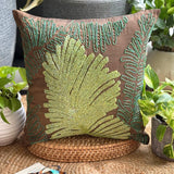 Rain Forest - Brown Art Silk Throw Pillow Cover