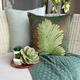 Rain Forest - Brown Art Silk Throw Pillow Cover