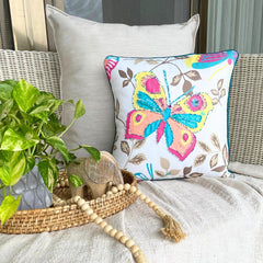 Butterfly Flutter - Pink Cotton Throw Cushion Cover