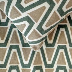 Triad - Cotton Muted Green & Mocha Brown Decorative Bed Runner and Cushion Cover