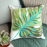 Monstera Leaf - Green Linen Throw Pillow Cover