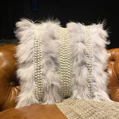Kitty Fur - Grey Silk Throw Pillow Cover