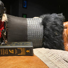 Wicked Black - Black Faux Leather & Suede Lumbar Cushion Cover