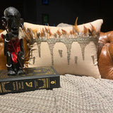 Feather Beads - Beige Linen Lumbar Cushion Cover