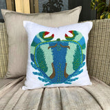 Crab Craze - Blue Cotton Linen Throw Cushion Cover