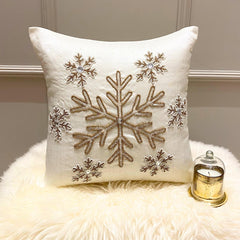Dewdrop Flake - White Silk Decorative Throw  Cushion Cover